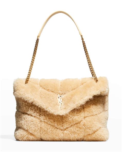 ysl puffer shearling bag